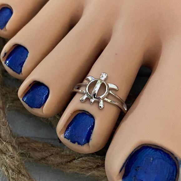 Sterling Silver Turtle Toe Ring Midi Ring - Picture 3 of 4